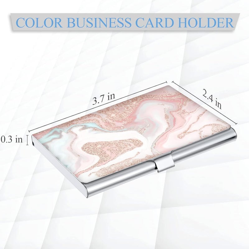 Xavier Business Card Holder，Color Printing Men's and Women's Business Card Case，Ultra-Thin Metal Business Card Organizer，Carry-on Pocket Wallet Business Card Holder,Pink Quicksand - Image 2